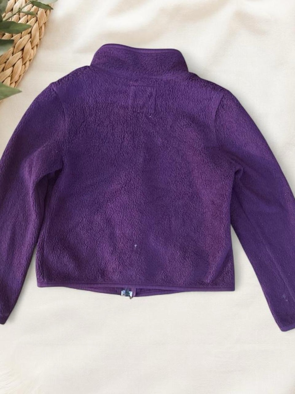 Girls XS 5 Year Purple Micro Fleece Jacket - Cozy Full Zip Collared Fall Layer - Picture 3 of 5